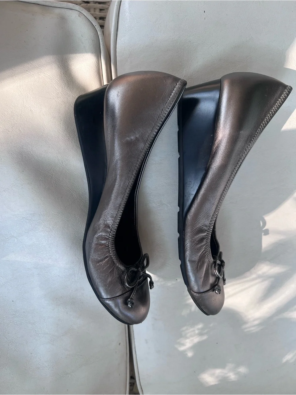 Cole Haan Nike Air Metallic Charcoal Ballet Flats with Bow